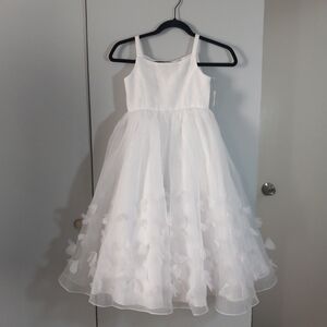 David's Bridal White Floral Girl, Communion, Party, Formal Dress Size 7 NWT